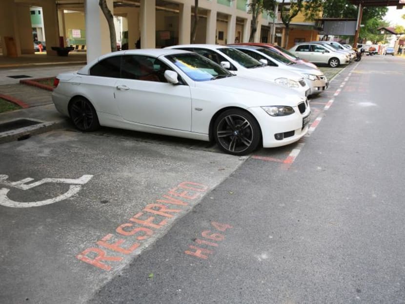 A reserved parking lot for vehicles driven by people who are disabled or with the parking label for disabled seen at a HDB Bishan car park. TODAY file photo
