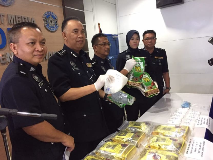 Sarawak police showing a haul of drugs that they confiscated. Photo: New Straits Times