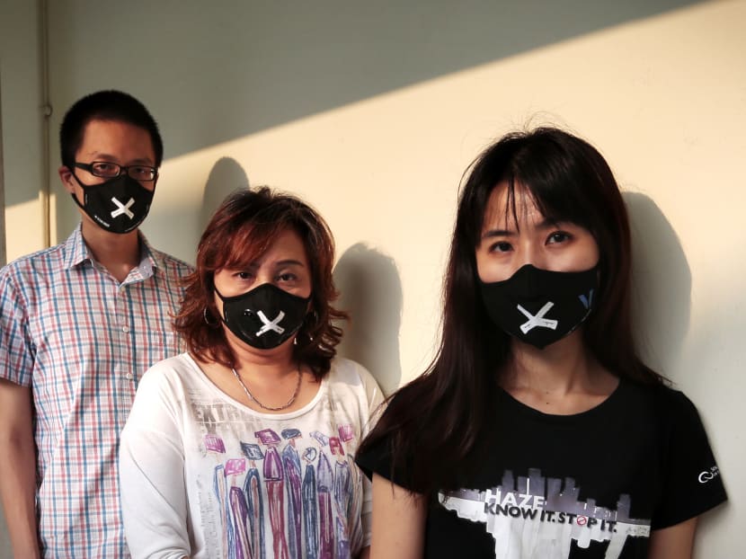 We Breathe What We Buy campaign members (from left) Tan Yi Han, Elaine Tan and Cheong Poh Kwan. Photo: Jason Quah