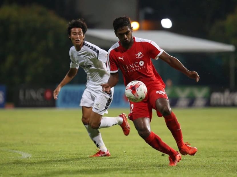 Hariss Harun in action for Home United on Saturday night. Photo: S.League