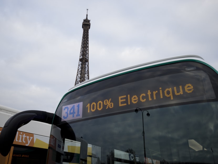 A 100% electric bus in Paris, France. AFP file photo