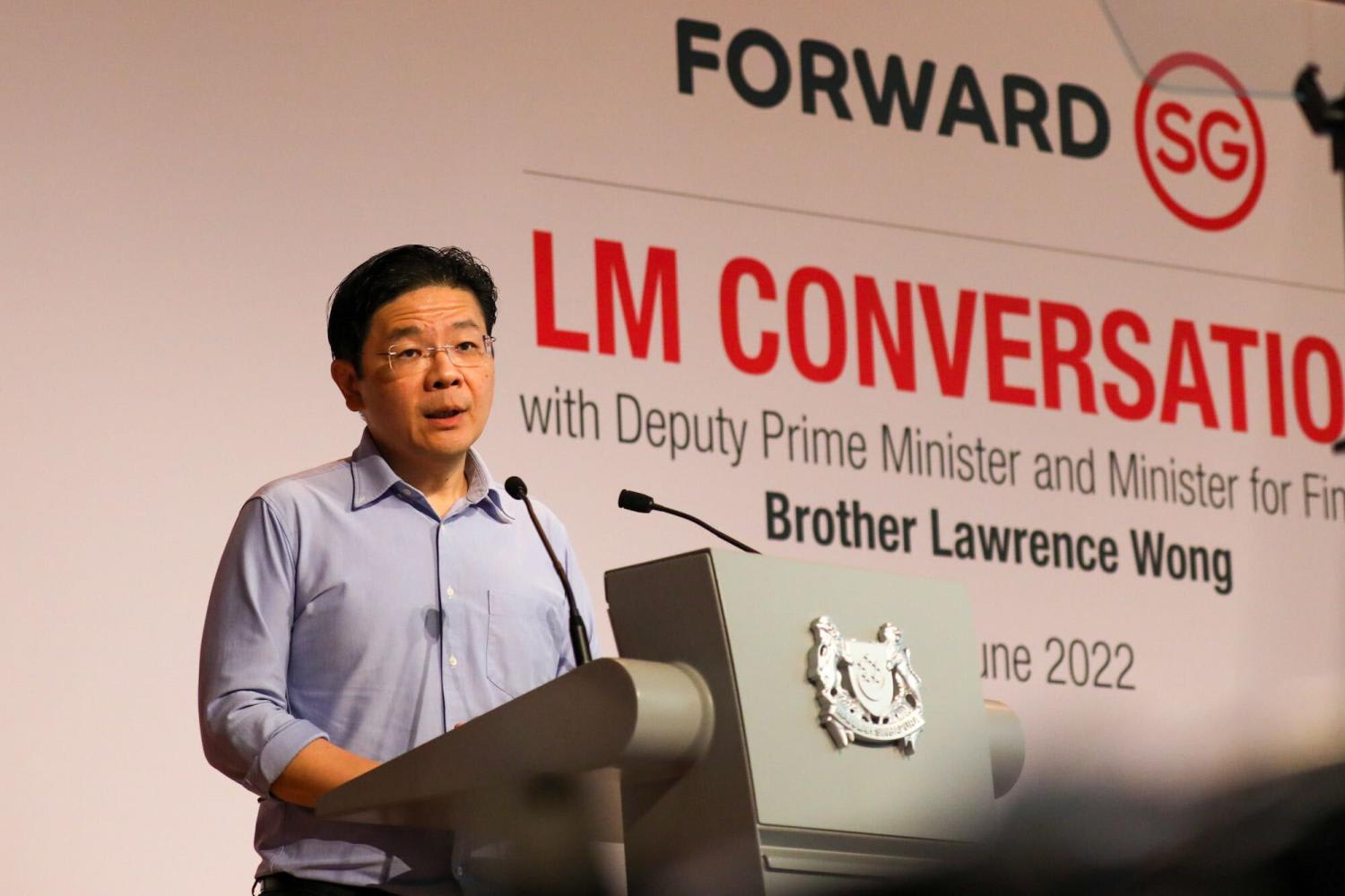 Deputy Prime Minister Lawrence Wong speaking at the launch of a Forward Singapore exercise on June 28, 2022.