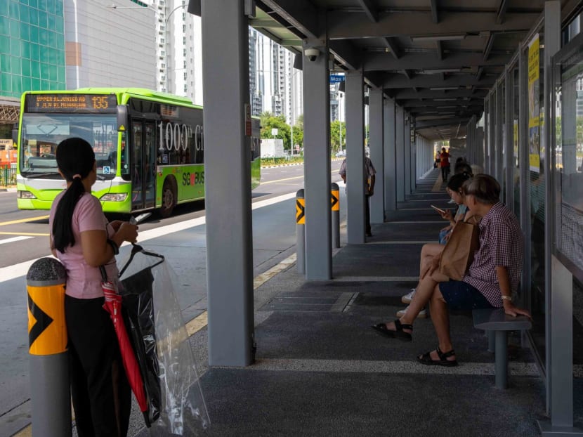 The bus stop opposite Parkway Parade mall where the pillars block the views of people looking out for approaching buses. 