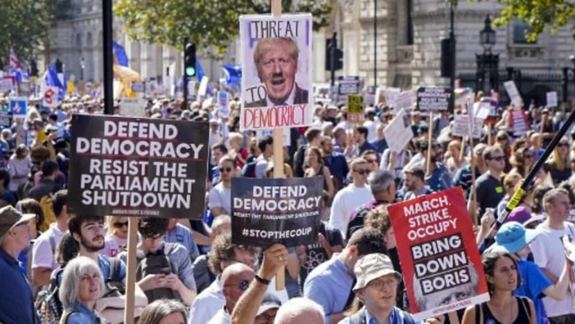 Thousands in Britain protest against PM Boris Johnson's move to suspend parliament