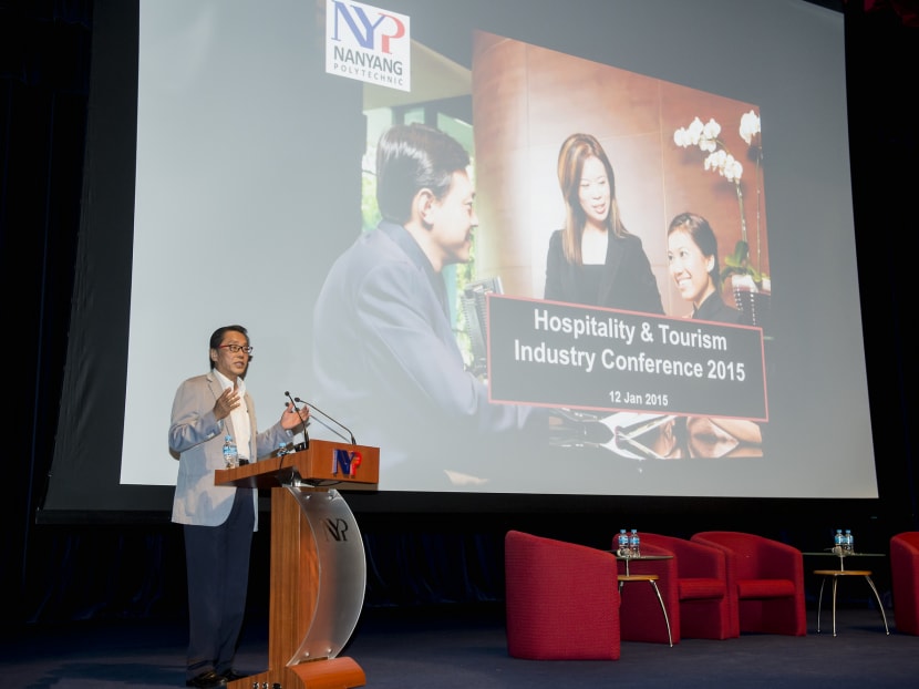 Mr Ho Kwon Ping, Executive Chairman, Banyan Tree Holdings Limited, speaking at the Nanyang Polytechnic's Hospitality & Tourism Industry Conference 2015. Photo: Nanyang Polytechnic