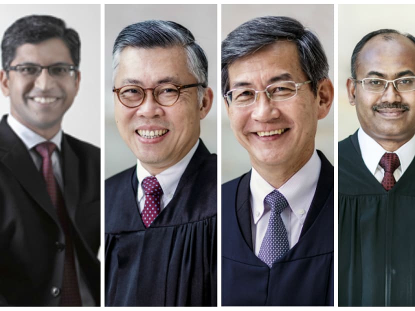 Lawyer, Hri Kumar, Justice Steven Chong Horng Siong ,Mr Tan Siong Thye, Judicial Commissioner Kannan Ramesh. Photos: Drew & Napier, PMO Office