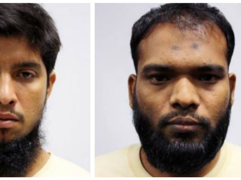 Mamun Leakot Ali (left) and Zzaman Daulat have been jailed 30 months and 24 months, respectively, for terrorist financing. Photo: Ministry of Home Affairs