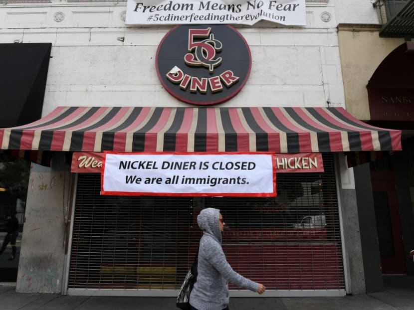 A closed sign at the Nickel Diner restaurant which closed for the day in solidarity with the "Day Without Immigrants" nationwide protests in the United States. Photo: AFP