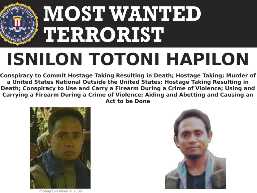 This undated file image provided by the Federal Bureau of Investigation shows a wanted poster for Isnilon Hapilon. Photo: FBI via AP