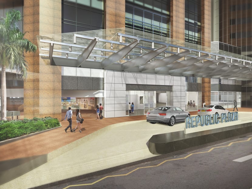 Artist's Impression of Republic Plaza's Revamped Main Drop-off. A S$60 million enhancement initiative will be implemented to rejuvenate Republic Plaza, including the revamp of the main drop-off and frontage. Photo: CDL