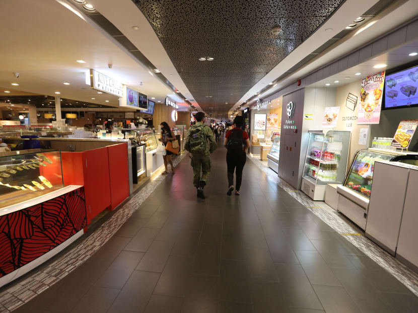 A stretch of food outlets including Four Leaves bakery (second on right) in Ion Orchard mall.