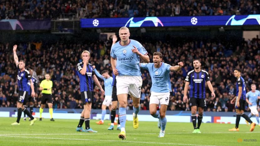 Soccer-Relentless Haaland at the double as Man City crush Copenhagen Soccer-Relentless Haaland at the double as Man City crush Copenhagen