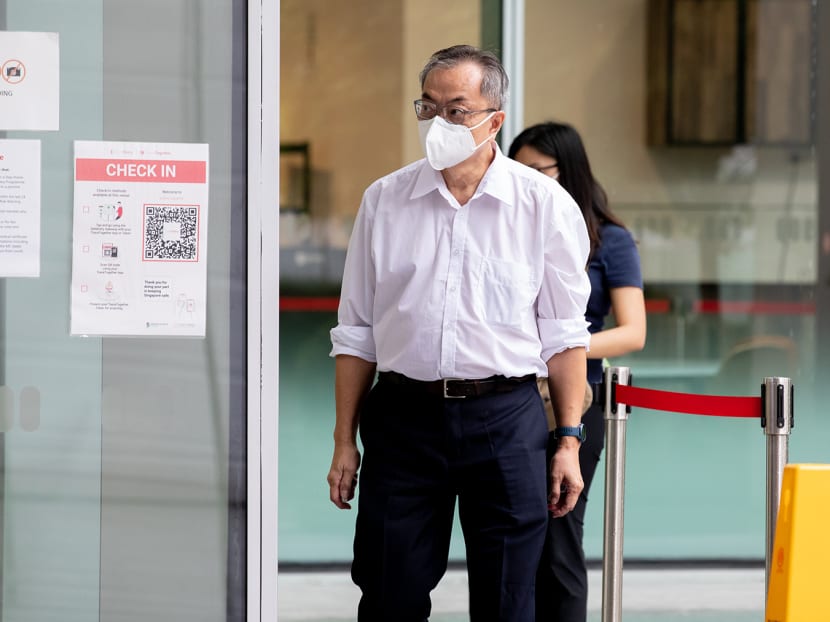 Goh Swee Woo arriving at the State Courts on Feb 24, 2022.