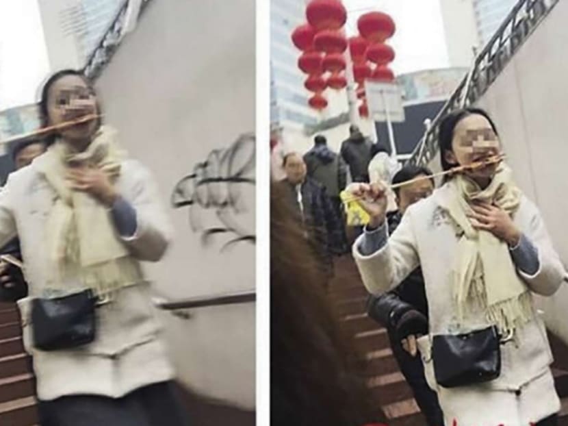 The theft of the woman’s mobile phone was caught on camera by chance by her friend in Zhuzhou, Hunan province. Photo: Handout via South China Morning Post
