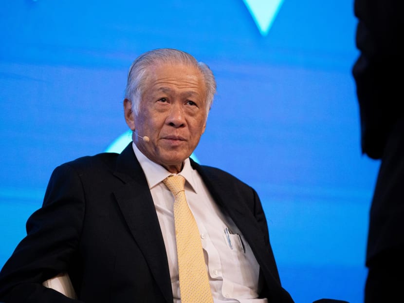 Minister for Defence Ng Eng Hen during a plenary session at the Shangri-La Dialogue on June 4, 2023.