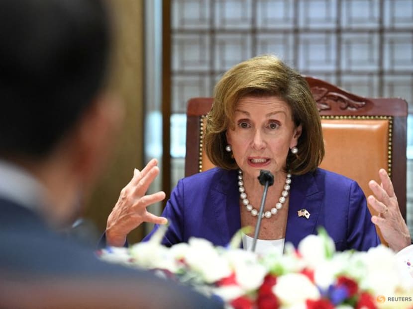 FILE PHOTO: U.S. House of Representatives Speaker Nancy Pelosi meets with South Korea's National Assembly Speaker Kim Jin-pyo in Seoul, South Korea August 4, 2022. Kim Min-Hee/Pool via REUTERS/File Photo FILE PHOTO: U.S. House of Representatives Speaker Nancy Pelosi meets with South Korea's National Assembly Speaker Kim Jin-pyo in Seoul, South Korea August 4, 2022. Kim Min-Hee/Pool via REUTERS/File Photo