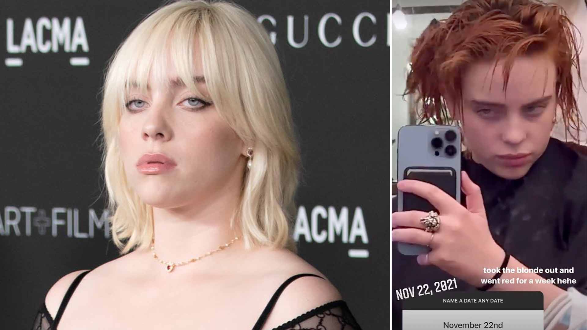 Billie Eilish Secretly Had Red Hair For A Week In 2021 Billie Eilish Secretly Had Red Hair For A Week In 2021
