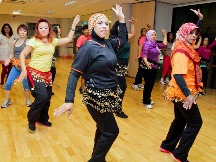 Seniors at a BollyX Get Fit Dance workout, inspired by Bollywood routines. Photo: People’s Association