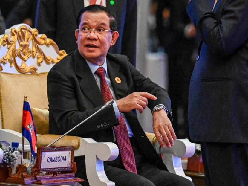 Cambodia's Prime Minister Hun Sen shows a watch made in Cambodia and offered as gift to leaders attending the Asean summits at Sokha hotel in Phnom Penh. Cambodia's Prime Minister Hun Sen shows a watch made in Cambodia and offered as gift to leaders attending the Asean summits at Sokha hotel in Phnom Penh.