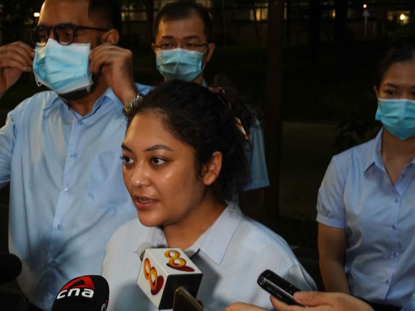 Workers' Party candidate Raeesah Khan speaking to the media at night on July 5, 2020. Workers' Party candidate Raeesah Khan speaking to the media at night on July 5, 2020.