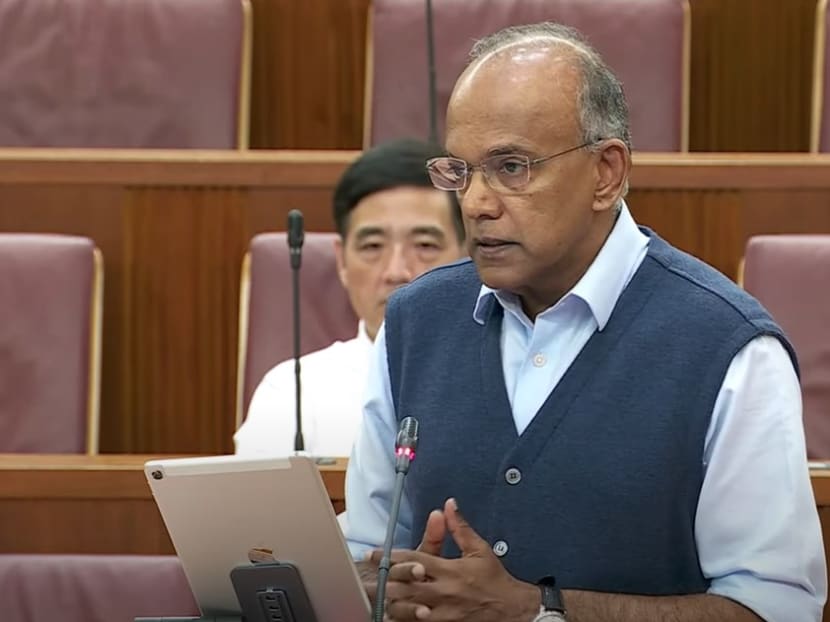 Mr Shanmugam addressing Parliament on Nov 28, 2022. He said that if the Government does not act and Section 377A is struck down by the courts, it would lead to “a whole series of consequences which would be very damaging to our Singaporean society”.
