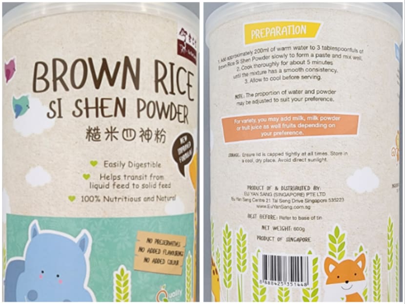 Some batches of Brown Rice Si Shen powder (pictured) from retailer Eu Yan Sang are being recalled by the authorities.
