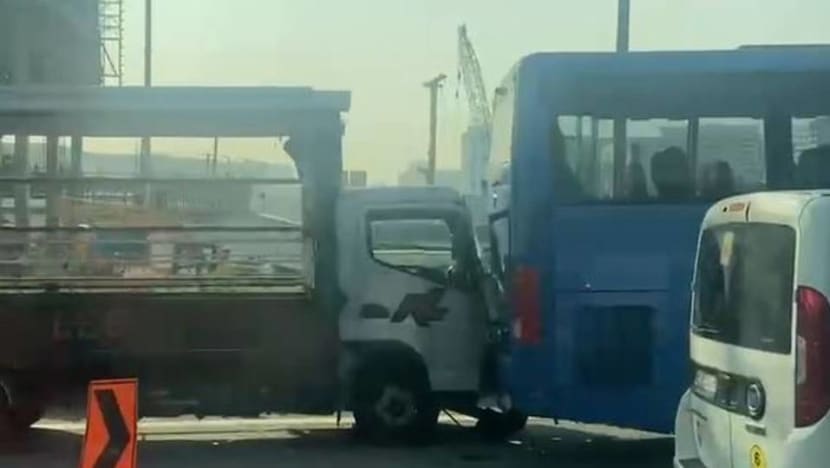 12 people taken to hospital after accident involving lorry and bus along PIE 12 people taken to hospital after accident involving lorry and bus along PIE