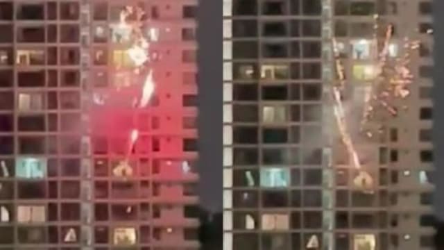 高楼放烟花“射中”多层单位 马国公寓住户遭批脑残