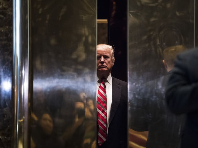President-elect Donald Trump boards an evaluator after meeting with Martin Luther King III at Trump Tower on Fifth Avenue in Manhattan, on Jan 16, 2017. Photo: The New York Times