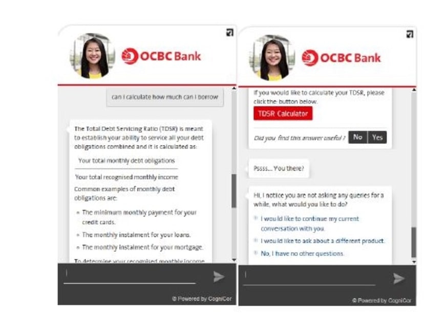 OCBC's AI-based automated chat system called Emma and works out home loans all without human intervention.