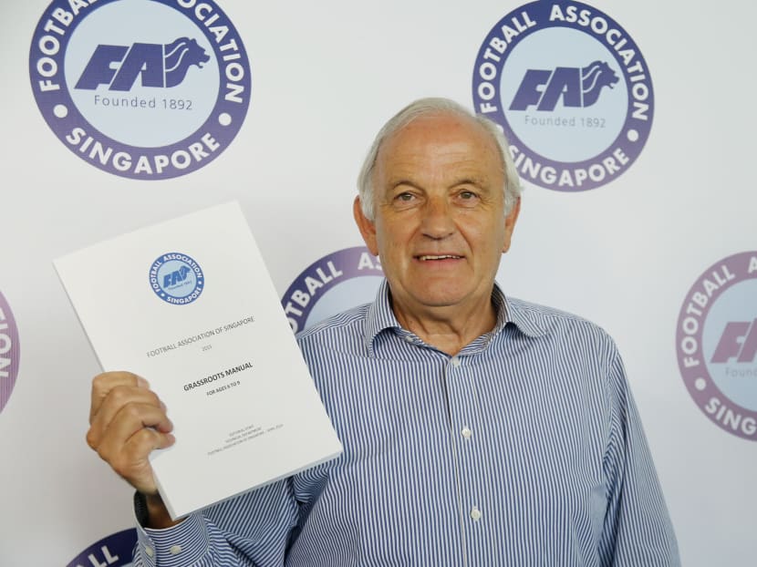 FAS Technical Director, Michel Sablon Media launched an updated Grassroots manual for the FAS Cubs Programme today (Aug 13). Photo: Ernest Chua.