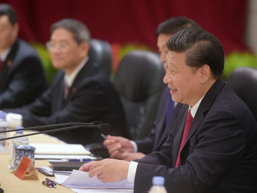 Chinese President Xi Jinping, right, delivers his opening remarks as he meets Taiwanese President Ma Ying-jeou at the Shangri-la Hotel on Saturday, Nov 7, 2015, in Singapore. Photo: AP Chinese President Xi Jinping, right, delivers his opening remarks as he meets Taiwanese President Ma Ying-jeou at the Shangri-la Hotel on Saturday, Nov 7, 2015, in Singapore. Photo: AP