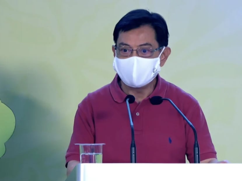 Deputy Prime Minister Heng Swee Keat speaking at Singapore General Hospital on March 29.