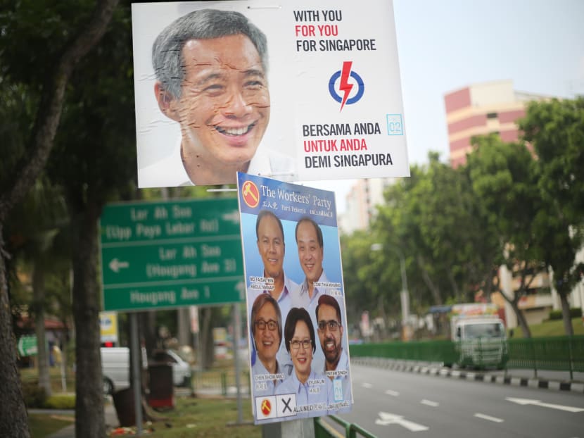 Mrs Jeannette Chong-Aruldoss said posters with the photo of Prime Minister Lee Hsien Loong may be confusing for elderly voters. Photo: Don Wong