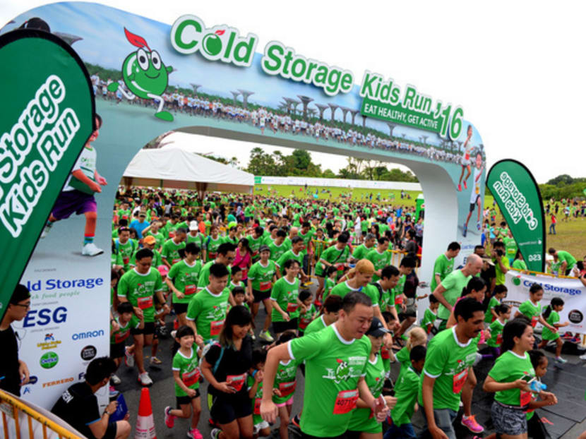 More than 4,600 children woke up early this morning to participate in the ninth edition of the Cold Storage Kids Run, held at The Meadow, Gardens by the Bay.

Children, together with their families, took part in events across 16 race categories, which included both the competitive Sprint and non-competitive Family Fun categories. Photo: Cold Storage