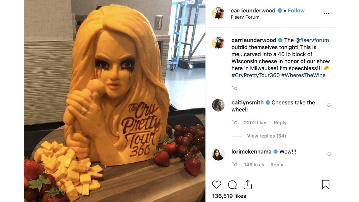 Carrie Underwood has sculpture made of cheese 8days