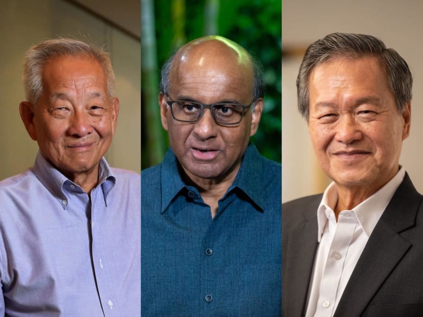 From left: Mr Ng Kok Song, Mr Tharman Shanmugaratnam and Mr Tan Kin Lian are the candidates for the 2023 Presidential Election in Singapore.