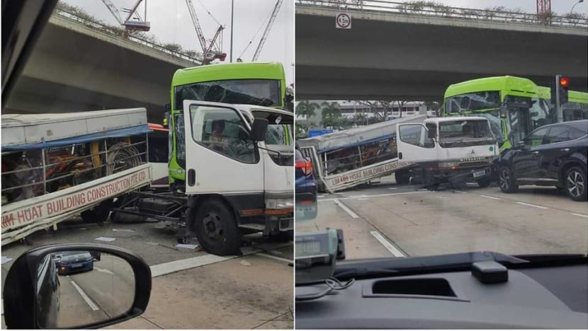 Lorry driver arrested after accident at Braddell Road that injured 2