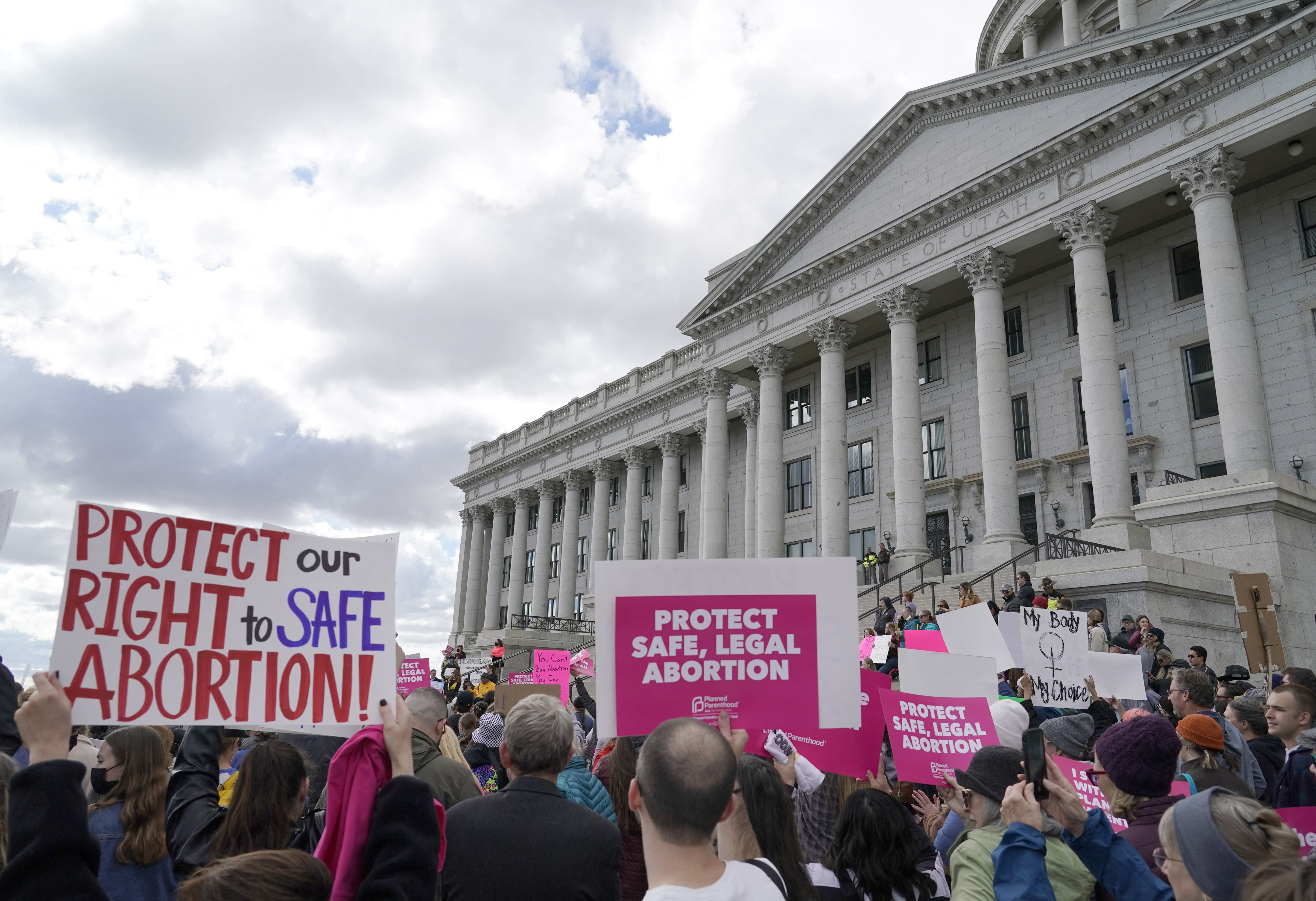 People gather at the state Capitol to rally in support of abortion rights on May 3, 2022 in Salt Lake City, Utah.