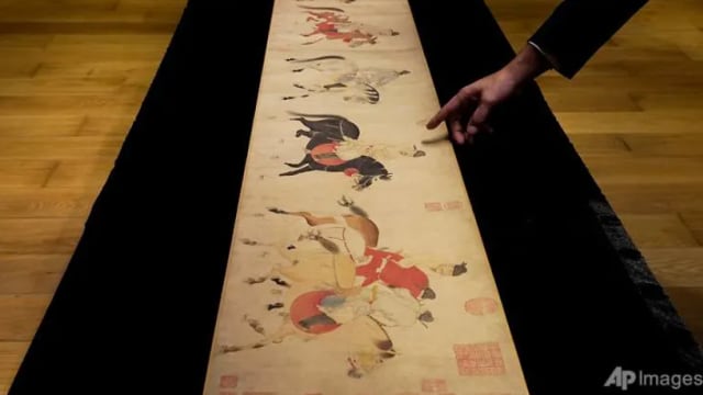 中国元代画作《五王醉归图》拍卖 成交价高于估价近两倍