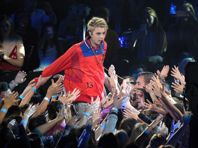 Justin Bieber performing at the iHeartRadio awards on April 3. Photo: AFP