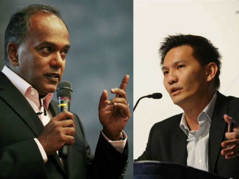 Law and Home Affairs Minister K Shanmugam (left) singled out Lee Kuan Yew School of Public Policy Associate Dean Donald Low (right) for misconstruing his remarks made during a recent interview with TODAY. Photos: TODAY, Screencap from Donald Low's Facebook page