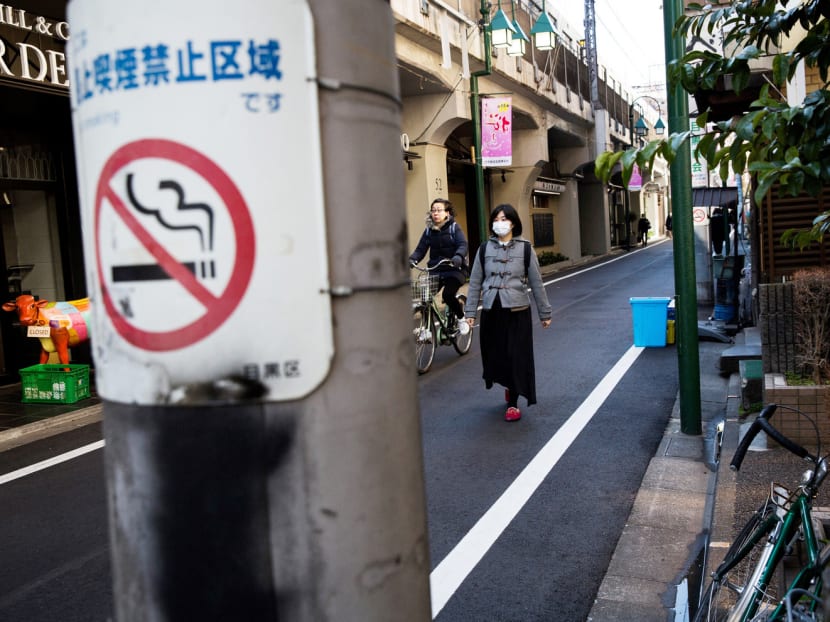 A ‘No Smoking’ sign in Tokyo. A health ministry’s Bill, which wants to restrict smoking in public places, such as schools, hospitals, bars and restaurants, is opposed by about 90 per cent of lawmakers in Japan’s ruling Liberal Democratic Party. Photo: AFP