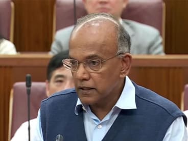 Home Affairs and Law Minister K Shanmugam speaking in Parliament on Nov 29, 2022.