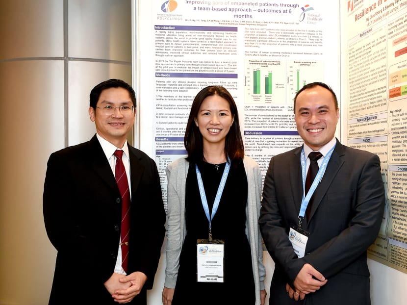 Dr David Ng (right), deputy head of Toa Payoh Polyclinic and clinical lead of the study, with his co-authors Dr Tung Yew Cheong (left) and Dr Sabrina Wong. Photo: National Healthcare Group Polyclinics