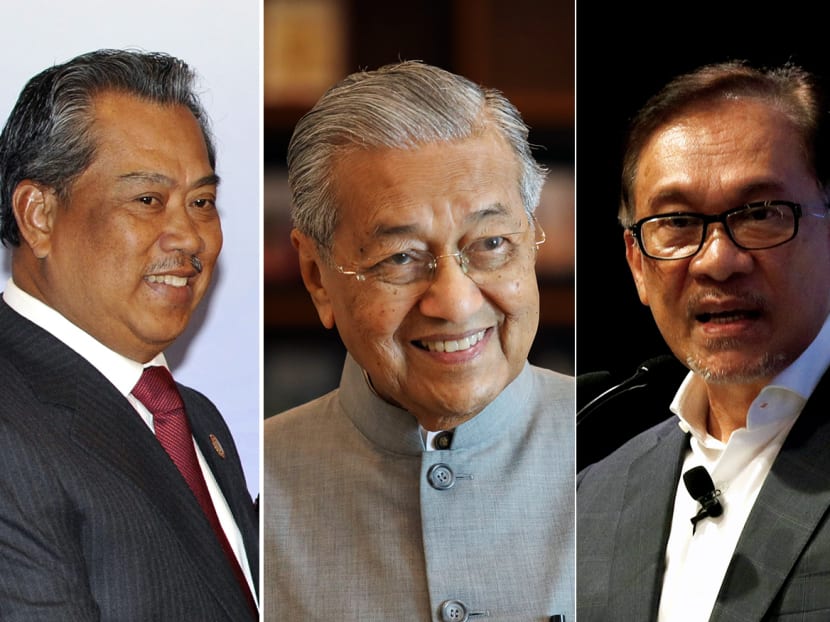 Three possible contenders to be Malaysia's next leader (from left): Parti Pribumi Bersatu Malaysia president Muhyiddin Yassin; the country's interim prime minister Mahathir Mohamad; and Parti Keadilan Rakyat president Anwar Ibrahim.