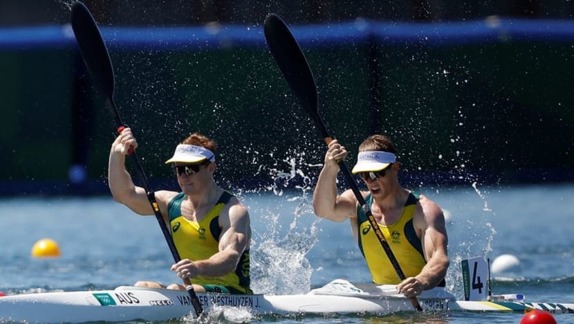 Olympics-Canoe sprint-Australia win men's kayak double 1000m gold Olympics-Canoe sprint-Australia win men's kayak double 1000m gold