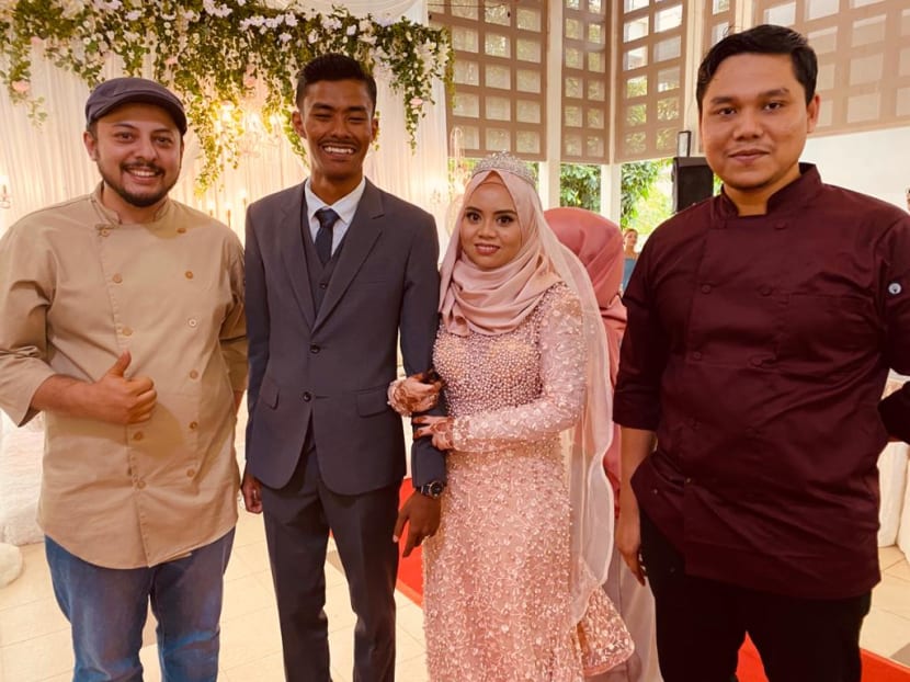 (From left) Chef Syed Syah, Mr Muhammad Haiqal Musa, his wife and Chef Syed’s assistant Shafie.
