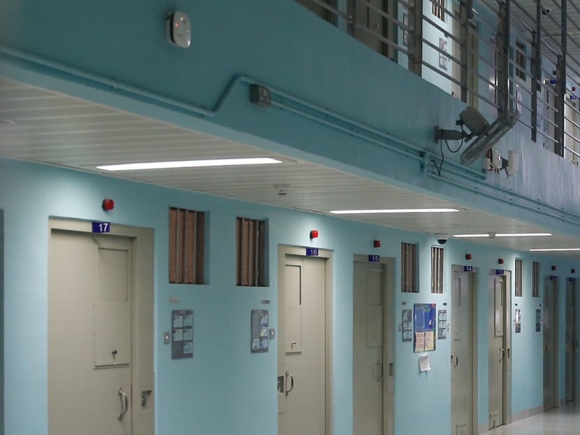 A view of prison cells for inmates in a Changi Prison complex in Singapore.
