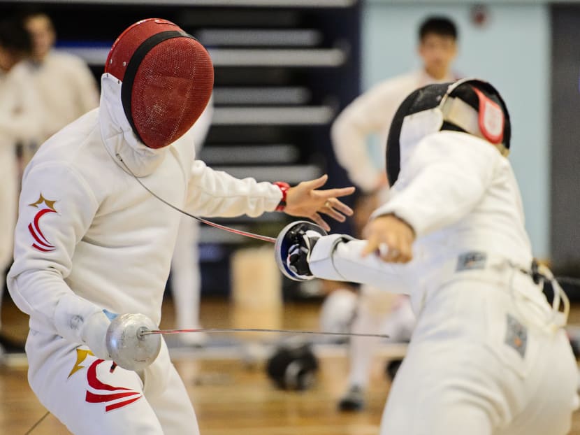 Lim Wei Wen (left) is favourite for the gold medal in the men’s individual epee. Photo: Fencing Singapore